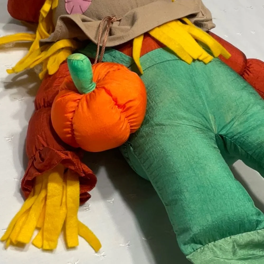 Scarecrow Stuffed Fabric Doll Vintage 1993